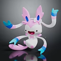 Cute Game Anime Character With Pink White Blue Long Ears And Colorful Tentacle Arms