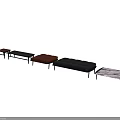 Modern Ottoman Bench Designs With Leather Cushion Wooden Frame And Patterned Seat