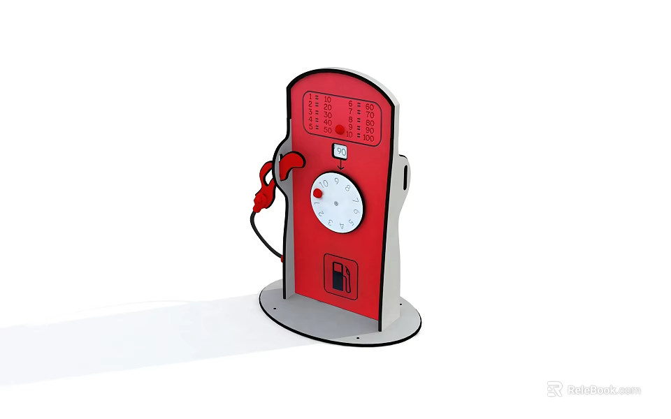 Vintage Red Gas Pump With Classic Dial And Fuel Nozzle On Sturdy Base 3d model 