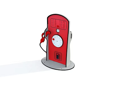 Vintage Red Gas Pump With Classic Dial And Fuel Nozzle On Sturdy Base 3d model