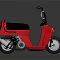 Red Modern Scooter With Black Seat Rearview Mirror And Exhaust Pipe Design