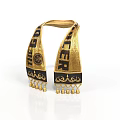 Golden Decorative Scarf With Black Trim And Tassels The Gold Lettering