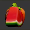Fresh Red Bell Pepper Juicy Strawberry And Ripe Watermelon Slice Fruits