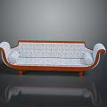 Classic Curved Armrest Sofa With Wooden Frame And Patterned Fabric For Living Room