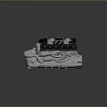 Highly Detailed 3D Engine Model With Mechanical Components Pipes And Casing