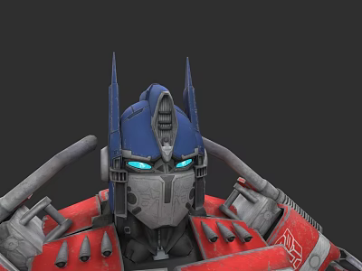 Optimus Prime Movie Character Blue Helmet Glowing Blue Eyes Red Shoulder Armor Autobot Symbol 3d model