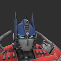 Optimus Prime Movie Character Blue Helmet Glowing Blue Eyes Red Shoulder Armor Autobot Symbol