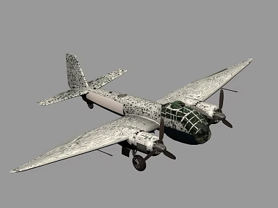 Vintage Military Fighter Jet Featuring Camouflage Paint Twin Propellers And Transparent Canopy 3d model