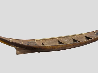 Vintage Traditional Handcrafted Wooden Boat With Classic Design And Carved Details 3d model