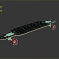 Black Longboard Skateboard With Orange Edge Red Wheels And White Trucks