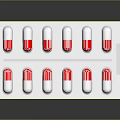 Household Essentials Blister Pack with Red and White Capsules for Medicine Storage