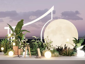 Mid-Autumn Moon Meichen Green Plant 3d model