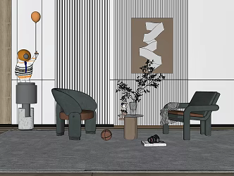 Modern leisure table and chair combination leisure chair 3d model