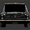 Vintage Rusted Car With Open Hood And Worn Blue Red Paint