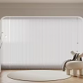 White Blinds In Modern Living Room With Floor Lamp Accent Chair And Round Rug