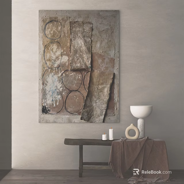 Abstract Wall Art With Circular Patterns And Decorative Table Ornaments 3d model