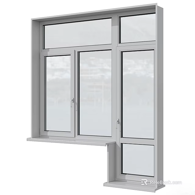 Modern Aluminum Casement Window With Double Glazed Glass And Security Lock 3d model 