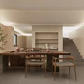Modern Luxury Store Interior With Marble Wall Round Display Counter And Green Plants