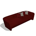 Stylish Red Sectional Sofa With Two Gray Decorative Pillows 3d model