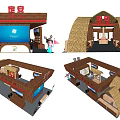 Traditional Exhibition Booth Design With Straw Roof Wooden Structure And Interior Layout
