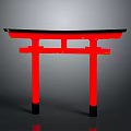 Traditional Japanese Red Torii Gate Wooden Structure With Black Top And Base