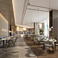 Elegant Modern Restaurant Interior With Wine Racks Fireplace Large Windows Dining Tables And Pendant Lights