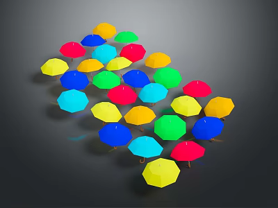 Colorful Umbrellas in Various Bright Colors for Daily Life Essentials 3d model