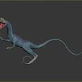 Game Movie Character with Blue Skin Yellow Head Open Mouth Red Tongue Long Tail Claws