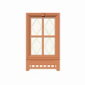 Stained Glass Window With Wooden Frame And Colorful Glass Patterns On Decorative Base