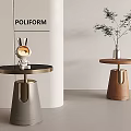 Italian Metal Round Side Table Nordic Light Luxury Corner Table Middle Style Solid Wood Round Table New Chinese Style Coffee Table Nordic Spaceman Rabbit Astronaut Key Storage Tray 3d model