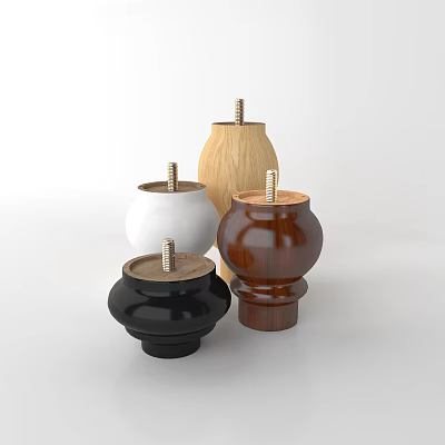 Different Colored Furniture Legs in Wooden Black and White Styles for Home Use 3d model