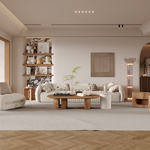 Cream wind living room 3d model