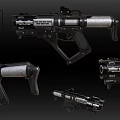 Futuristic Science Fiction Rifle Weapon With Metallic Structure And Detailed Components