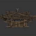 Ancient Chinese Architecture With Classic Tile Roof And Wooden Overhanging Eaves Structure