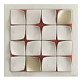 Stylish White and Gold Tile Wall Decor with Modern Red Background Grid Design