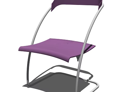 Modern Purple Leisure Chair with Comfortable Seat and Curved Metal Frame 3d model