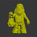 Bearded Male Character In Brown Coat Holding Lantern With Small Fox