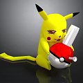 Yellow Pikachu Character With Black Ears Holding Red And White Poké Ball