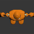 Orange 3D Cartoon Robot Model With Blue Joints And Limbs Standing Design