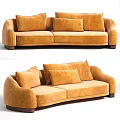 Elegant Modern Orange Velvet Multi Person Sofa With Comfortable Cushions And Stylish Design