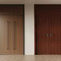 Wooden Double Doors In Light And Dark Wood With Modern Handles Interior