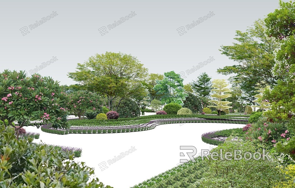 Modern Park Flower Mirror Flower Border Plant Configuration model