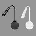 Modern Black and White Wall Lamps with Sleek Curved Arm and Round Base Design