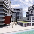 Modern Industrial Factory Building With Steel Structure Large Windows And Waterfront View