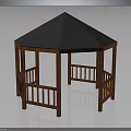 Outdoor Wooden Gazebo Architectural Structure With Octagonal Roof And Railings