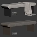 Modern Upholstered Bench With Beige Cushion Gray Blanket And Wooden Black Legs