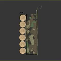 Camouflage Ammo Clip With Stacked Red And Gold Bullets On Dark Surface