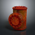 Red Industrial Valve Equipment Featuring Rustic Texture Bolted Flange And Mechanical Design