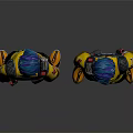 Game Character With Blue Hair Yellow Shirt Black Pants And Fantasy Creature Companion