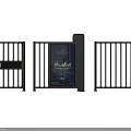 Modern Black Entry Gates With Digital Display And City Building Image Design